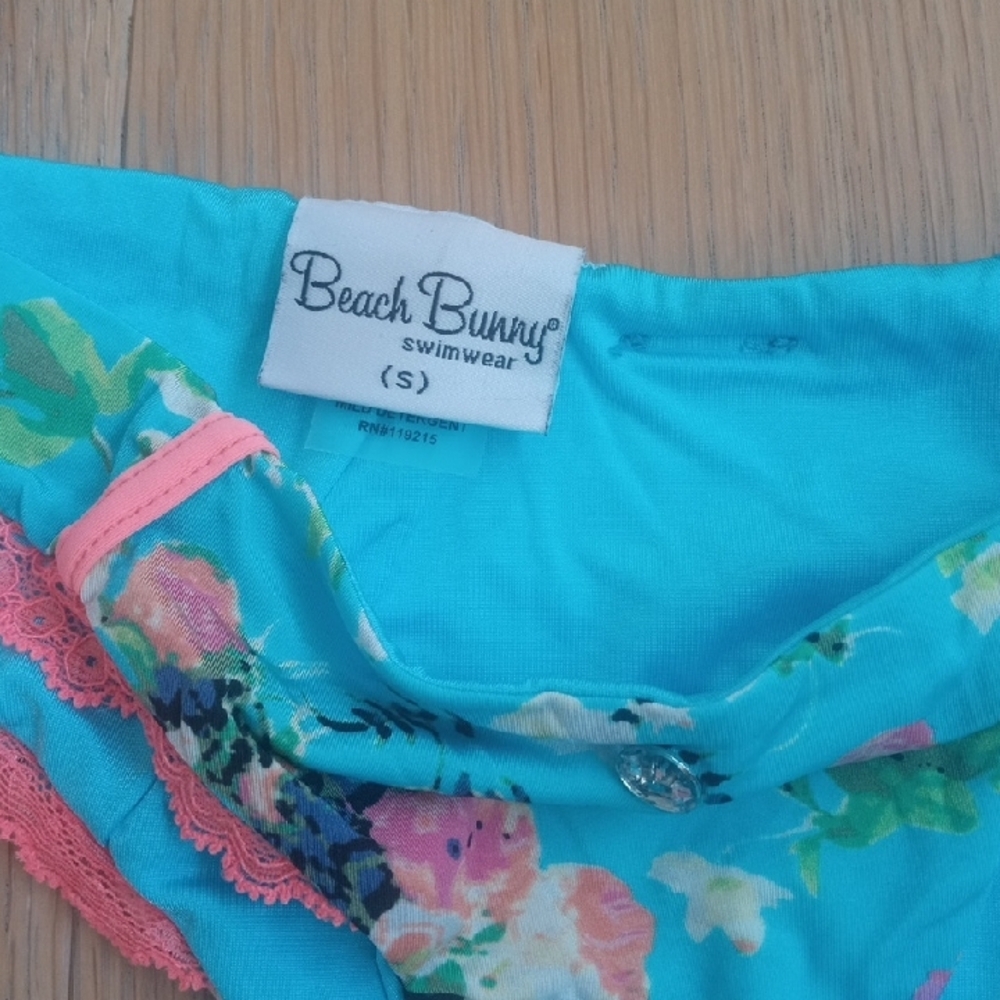 Beach Bunny Aqua and Coral Floral Bikini - Picture 2 of 10